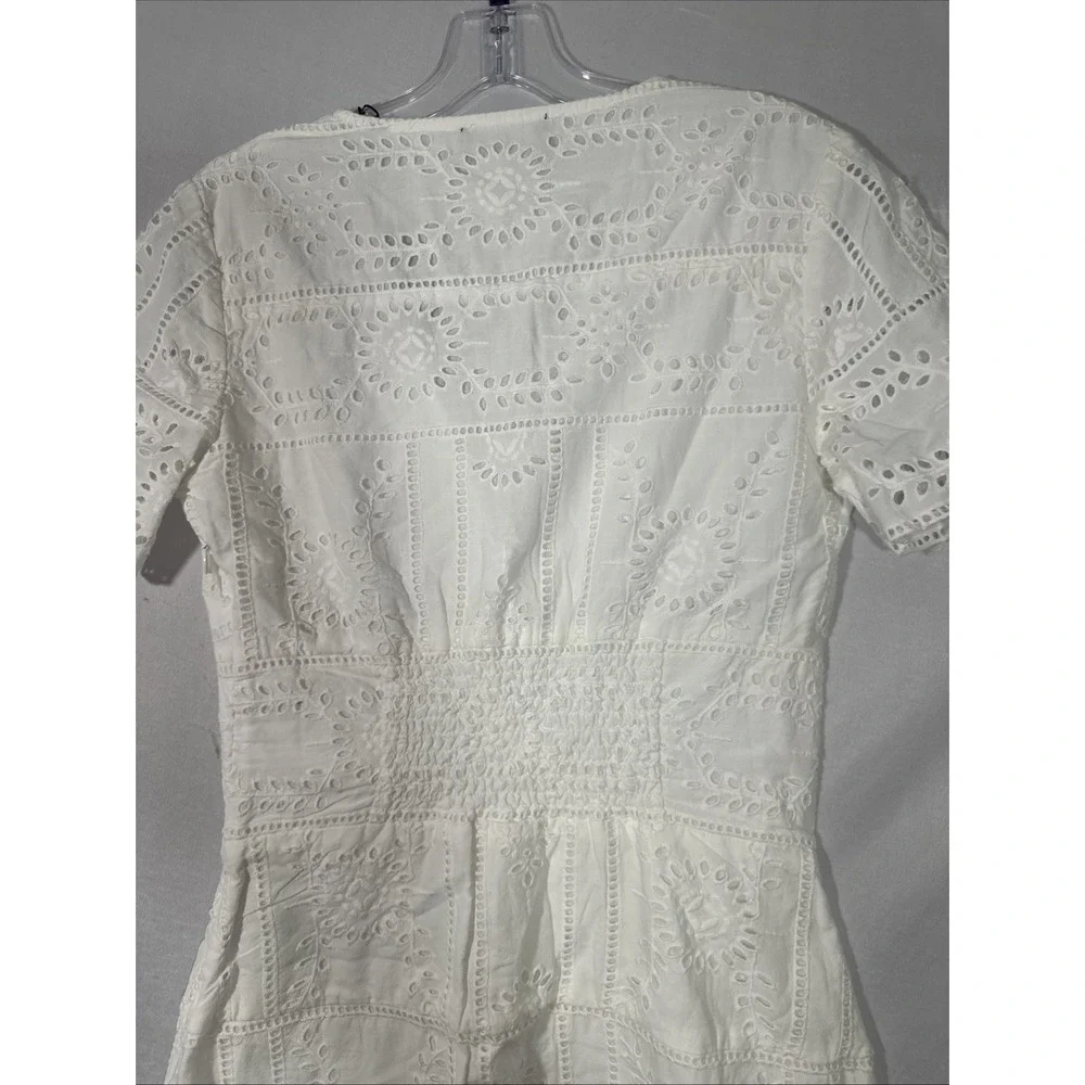 NWT The Kooples [ Size 1 ] Flower Embroidery Button Down Short Dress White #6971